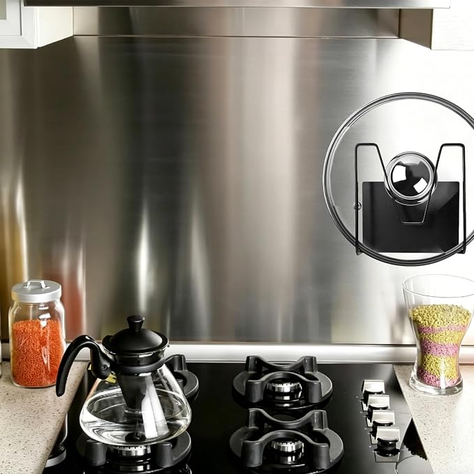 2 Pcs Magnetic Pot Lid Holder,Strong Magnetic Stainless Steel Pot Lid Organizer, Refrigerator Mount Movable Kitchen Storage Rack for Cutting Board, Baking Tray and Pan Covers