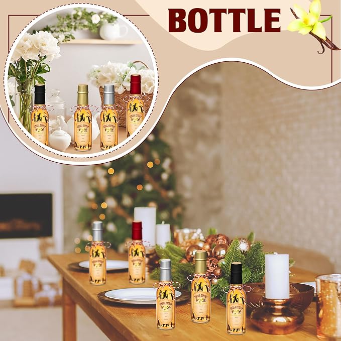 Tioncy 16 Pcs Empty Vanilla Extract Bottles for Homemade Vanilla Jar Glass Bottle with Cap, Shrink Band, Sticker DIY Crafts Wedding Gift Food Storage Canister for Bean(Multicolour,5 oz)