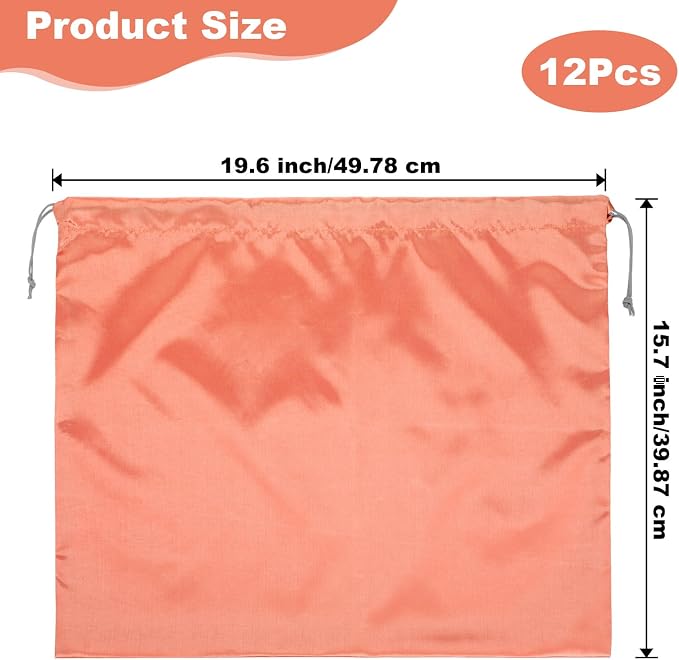 12 Pack 19.6 × 15.7 Inches Dust Bags for Handbags Travel Storage Purse with Drawstring Silk Dustproof Covers for Purses, Shoes, Boots (Champagne Gold)