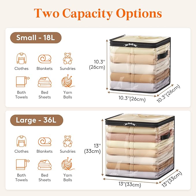 Lifewit 4 Pack Clear Clothes Storage Bags, Sweater Storage with Zipper, 18L Vinyl Foldable Moving Bags, Storage Container for Blankets Bed Sheet Sweater Yarns