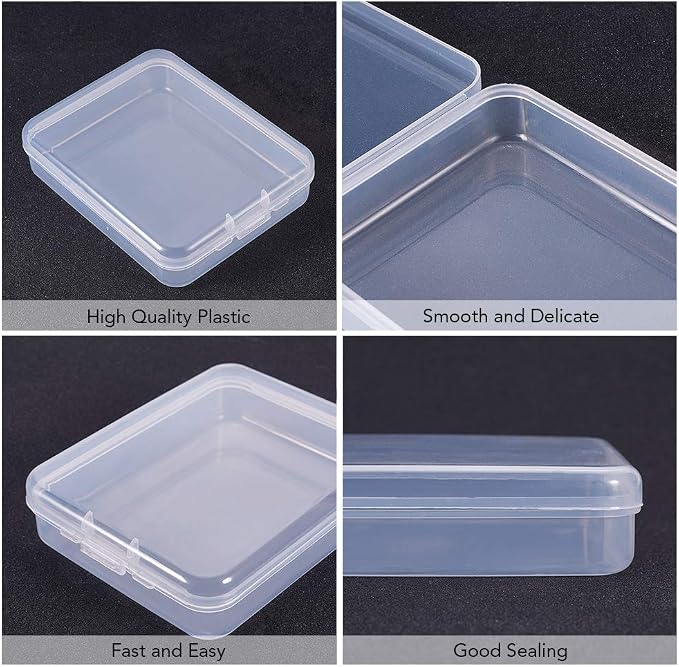 BENECREAT 10 Packs 3.7x4.7x1.1" Clear Rectangle Plastic Storage Box Bead Storage Containers with Lids for Cards, Clips and Other Craft Accessories