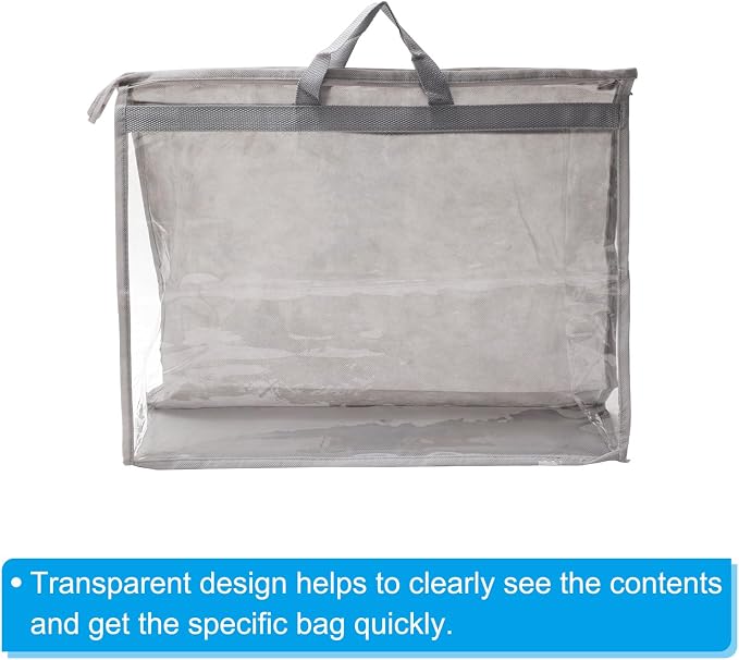 PATIKIL Handbag Dust Bags, 2 Pack Clear Purse Storage Organizer XXL Size PVC Dustproof Handbag Cover Transparent Purse Protector, Light Gray