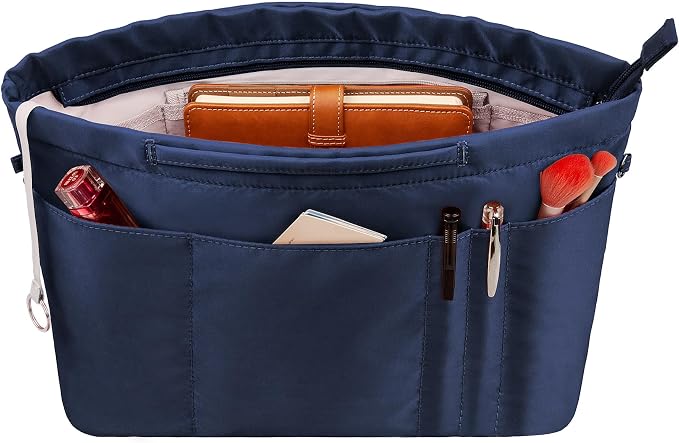 Vercord Purse Insert Organizers for Tote Handbag Bag in Bag with Zipper Liner Bag Organizer for Women 14 pockets
