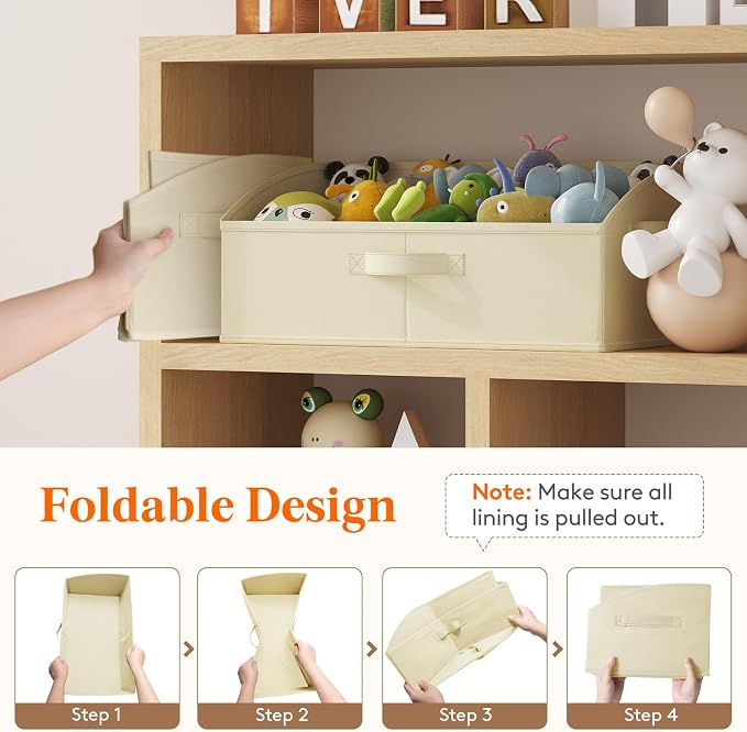 Lifewit Trapezoid Closet Storage Bins for Shelf, 6 Packs Non-woven Closet Organizer Baskets with Handles, Foldable Clothes Containers Boxes for Clothing, Book, Purse, 23L, Extra Large, Beige