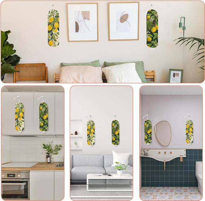 2Pcs Lemon Plastic Bag Holder, Wall Mount Grocery Bag Holder for Plastic Bags, Flower Reusable Grocery Bags Storage Dispenser for Home Kitchen Farmhouse Decor, Lemon Gifts for Women Mom, 22.5x9 Inch