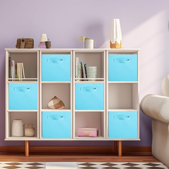 Shellkingdom Storage Bins, Foldable Fabric Storage Cubes And Cloth Storage Organizer Drawer For Closet And Toys Storage,2 Pack（Light Blue）