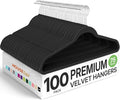 HOUSE DAY Premium Velvet Hangers, Non-Slip Flocked Felt, Sturdy Coat & Suit Hangers for Closet Space Saving (100 Pack, Black)