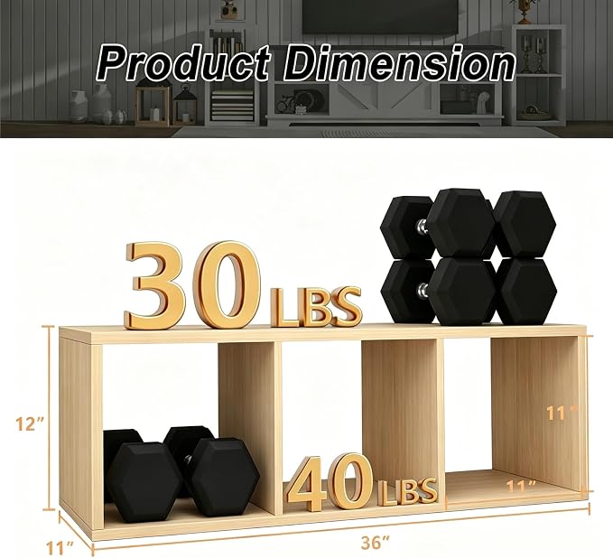 3 Cube Shelf with Anti-Tipping Kits + Reversible Open Back Bookcase, Multi Layer and Multi Grid Partition Layout (Oak 11in)