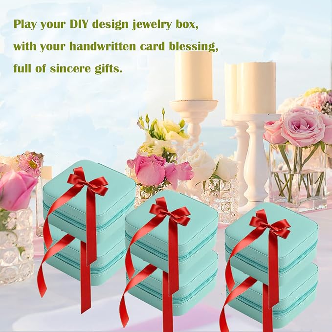 Travel Jewelry Case Bridesmaid Gifts Box,6 Pack Small Jewelry Box Mini Jewelry Organizer,PU Leather Portable Earring Storage Box for Women Girls Bridesmaid Proposal Gifts