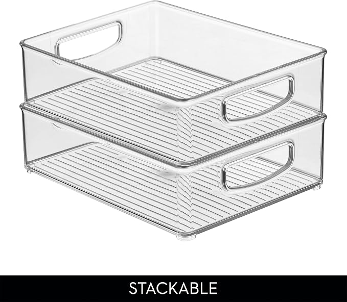 iDesign Stackable Pantry Bin, Clear | Kitchen Cabinets, Fridge or Freezer Storage, Made in USA
