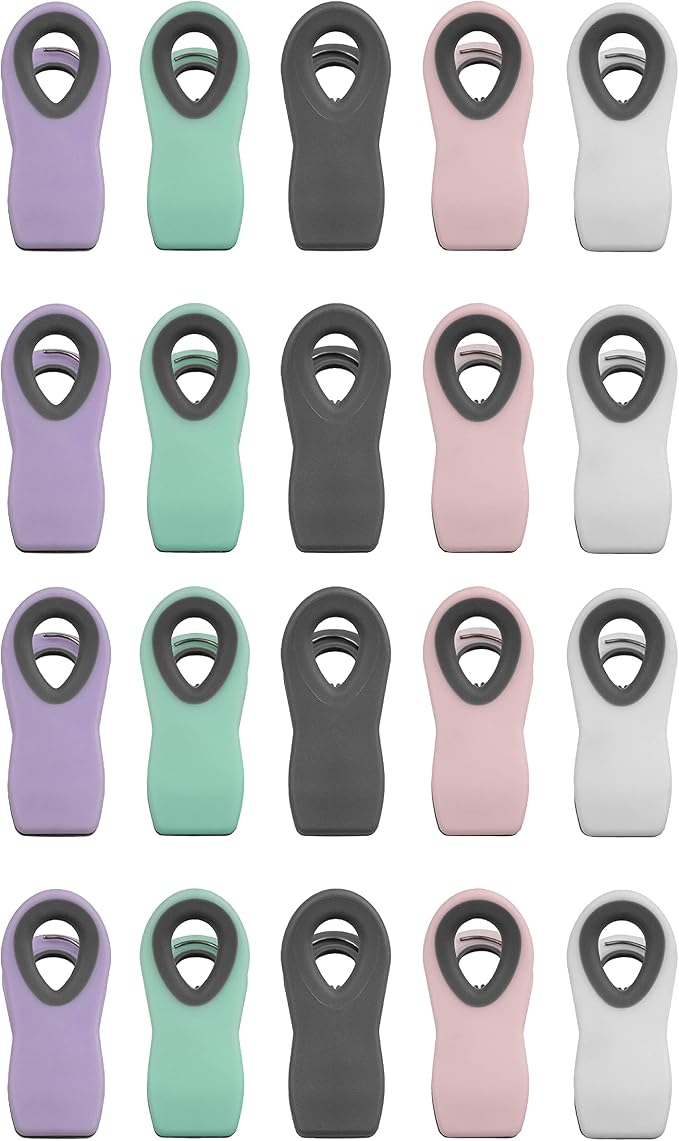 COOK WITH COLOR Chip Bag Clips with Magnet for Food Storage with Airtight Seal Grip for Bread Bags, Snack Bags and Food Bags