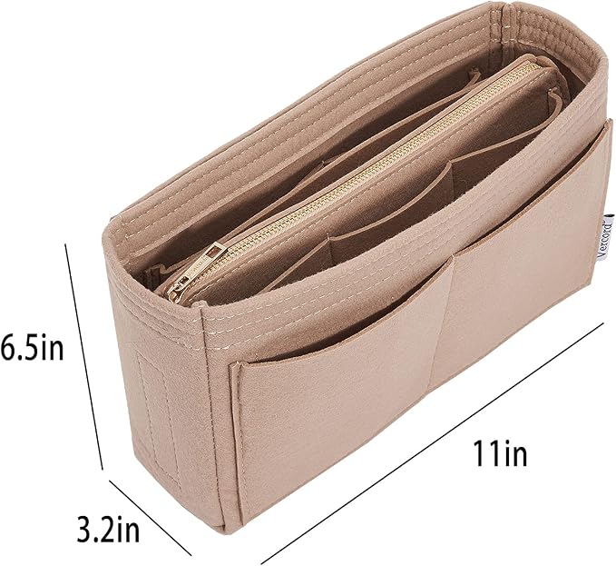 Vercord Felt Organizer Insert For Purse Handbag Tote Bag In Bag Inside Shaper Divider Neo Beige Slender Medium