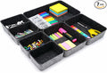 Welaxy Drawer organizers tray felt storage bin office Shallow Small Desk box Draw dividers stylish interior room decor 7-piece (Charcoal)