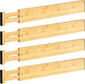 DUCOO 4 PCS Drawer Divider, 17"-22" Adjustable Bamboo Drawer Dividers Organizers, Expandable Separators for Kitchen, Clothes, Dressers, Home, Office
