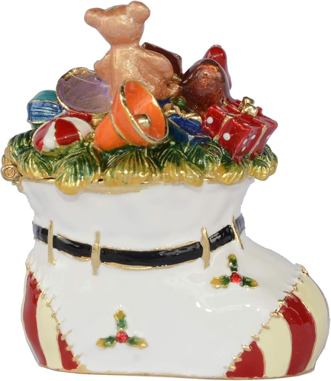 Christmas Ornament Trinket Box Jewelry Box Hand Painted Decorative Box with Hinged Lid Ring Earring Holder Holiday Figurine Collectible
