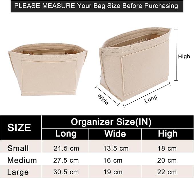 LOUKAYCCI Felt Purse Organizer Insert for Longchamp Le Pliage M Handbag Insert (Medium Beige)