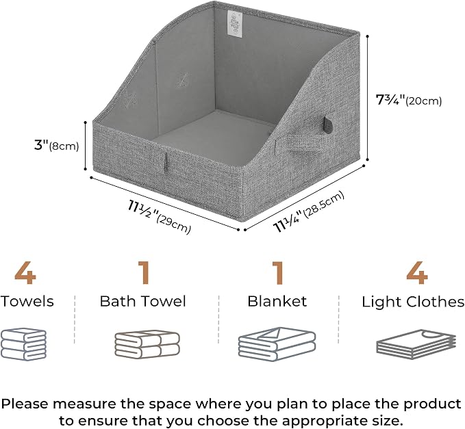 GRANNY SAYS Trapezoid Storage Bins, Closet Storage Bins, Purse Storage, Linen Closet Organizers and Storage, Storage Bins for Shelves, Dark Gray, Medium, 3-Pack