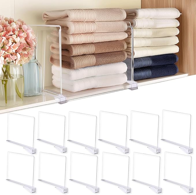 12 Pcs Acrylic Shelf Dividers for Closet Organization, Purse Organizer for Closet