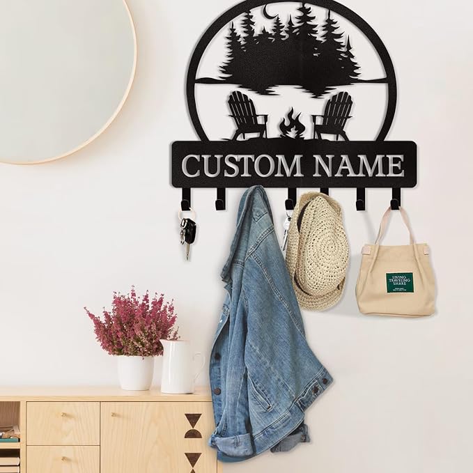 Dyoart Personalized Custom Name Key Holder - Wall Mounted Key Rack for Kitchen, Entryway, Hallway, Office, Doorway