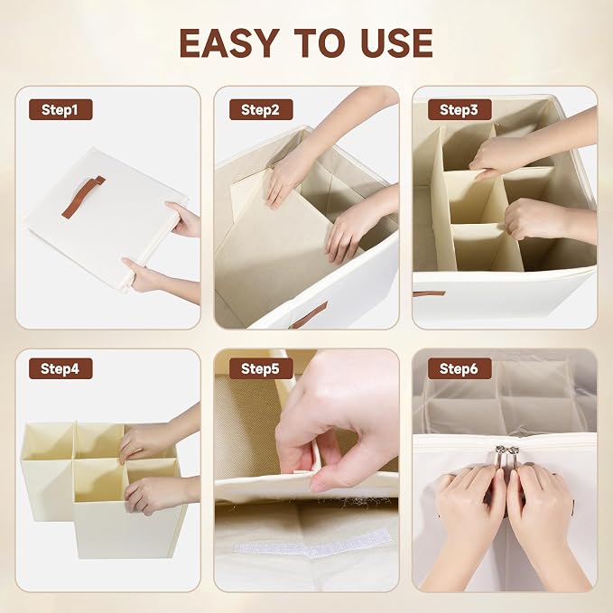 2-Pack Extra Large Shoe Organizer for Closet, Foldable Shoe Storage Container with Adjustable Dividers & Clear Lid, Holds Up to 18 Pairs, Space-Saving Shoe Boxes, White