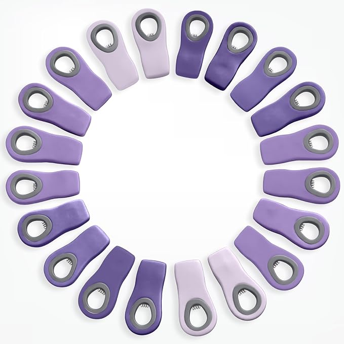 COOK WITH COLOR Bag Clips with Magnet- Food, Chip, Bag Clips for Food Storage with Airtight Seal Grip for Bread, Snack and Food Bags (Lavender, Pack of 20)