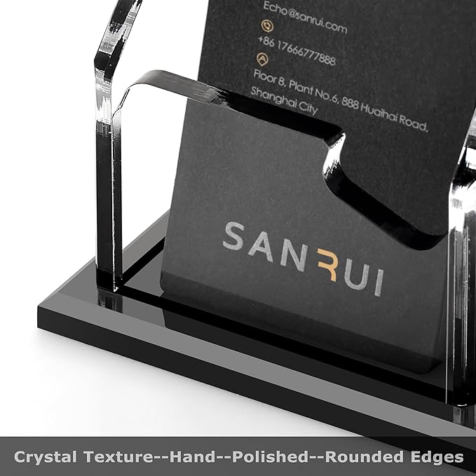SANRUI Black Vertical Business Card Holder for Desk 3 Slot 1 Tier, Clear Acrylic Name Card Stand for Women and Men, Desktop Organizer Display for Office Home Exhibition - 180 Card Capacity 1 Pack
