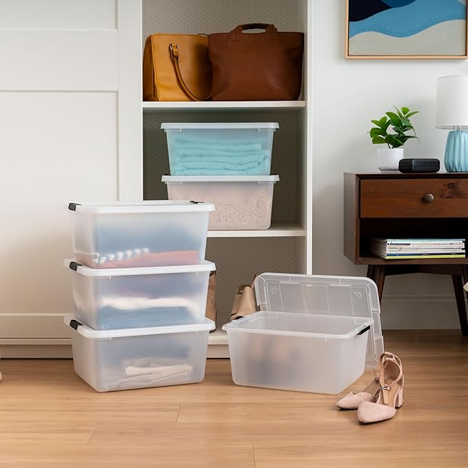 IRIS USA 6-Pack Clip Box with Latching Lids, 18 Quart Craft Storage Bins, Art & Writing Supply Containers for Home, Office & Classroom Organization