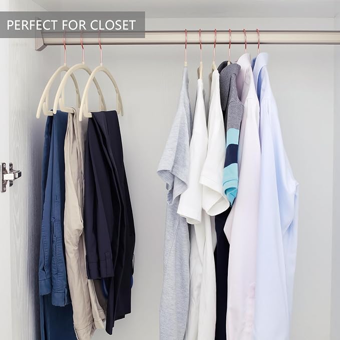 MIZGI Premium Velvet Hangers 60 Pack Heavyduty- Non Slip No Shoulder Bump Suit Hanger - Chrome Hooks,Space Saving Clothes Rounded Shape for Coat,Sweater,Jackets,Pants