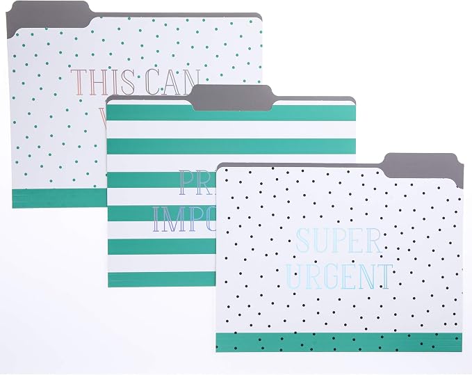 Graphique Green Dots File Folder Set – Each Folder Measures 11.75" x 9.5", Set Includes 9 Folders with 3 Unique Designs, Durable Triple-Scored Coated Cardstock (FIF045)