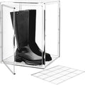 15.75''x11.81''x9.84'' XX-Large Clear Shoe Storage Boxes with Divider, Stackable Plastic Boot Boxes with Magnetic Door, Acrylic display case Box with Lids for Sneaker Purses Handbags Books (1)
