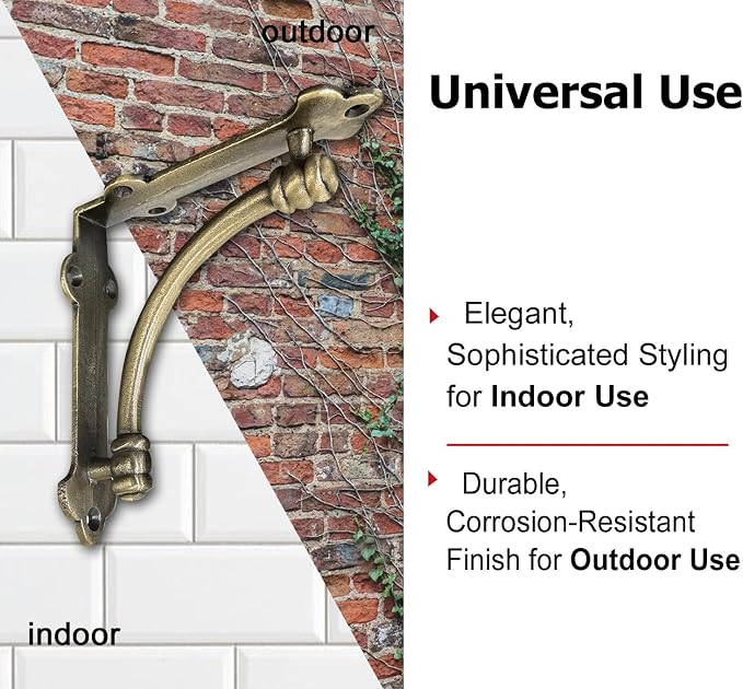 NACH Decorative Shelf Brackets, 4 Pack of 5.25 x 1.25 x 5.25 inch Gold Brackets - Cast Iron Shelf Brackets for Mounting - Industrial Style Decorative Brackets