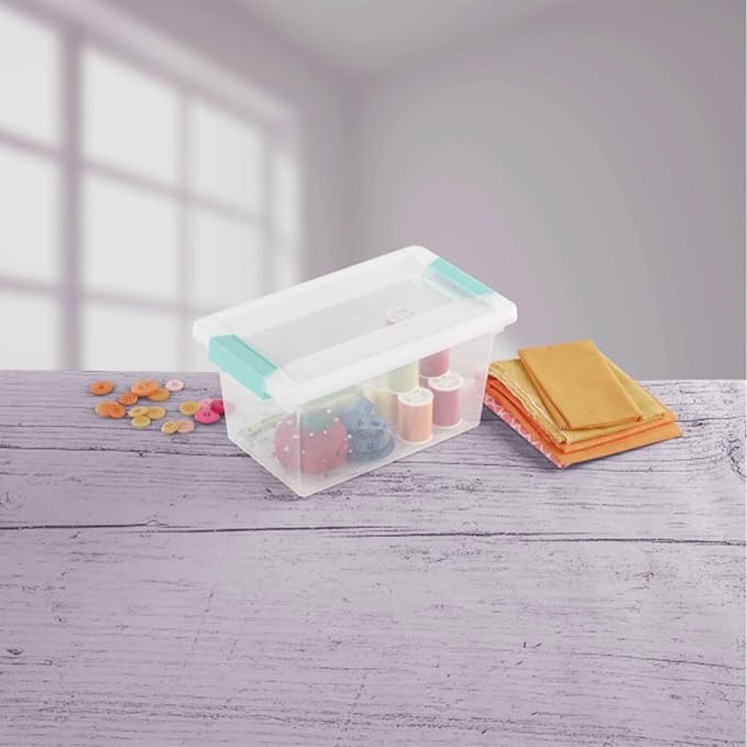 Sterilite 12-Pack Clip Box, Stackable Clear Plastic Bins with Latching Lids, Medium - Writing, Arts or Crafts Supplies Storage Containers for Home, Office, Classroom and Workshop Organization