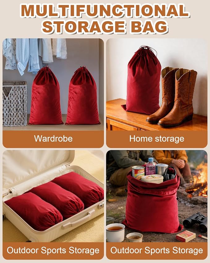 2 Pcs Shoe Bags for Travel, Large Boot Bags, Rio Red, 21.2x13.3 Inch | Washable & Reusable Travel Shoe Bags, Dustproof Shoe Bags with Drawstring Closure, Suitable for Travel, Home Storage