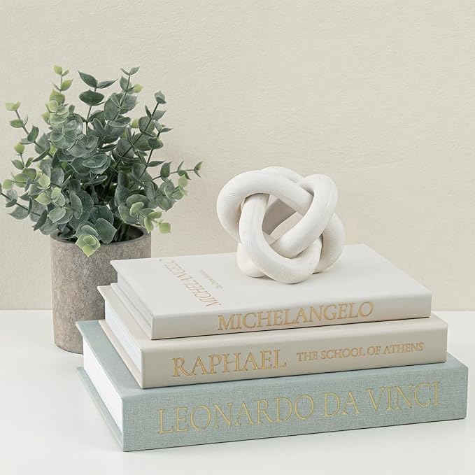 Linen Faux Book Box Set of 3, Decorative Books for Shelves, Fake Books for Decoration with Secret Compartment, Modern Aesthetic Table Decor, Linen Covered Hollow Book Box (Greyish-Beige-White)