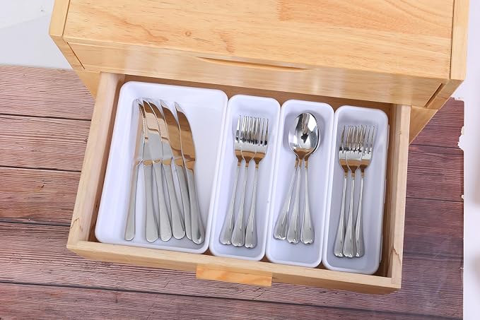 Kutesna 15 PCS Interlocking Desk Drawer Organizer Separator for Office,Bathroom,Kitchen,Makeup（White）
