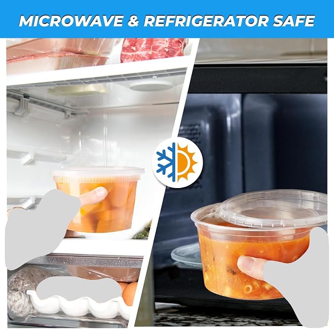 Deli Containers with Lids, Food Storage Containers with Lids 16 oz (16 oz - 48 Sets)