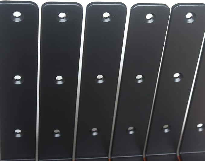 16 Pack - L 16" x H 8" x W1.5, 5mm Thick Black L Shelf Bracket, Iron Shelf Brackets, Metal Shelf Brackets, Floating Shelf, Shelf Supports with Screws