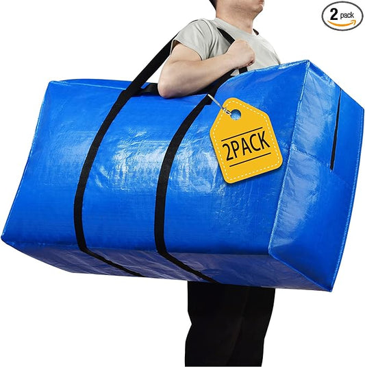 HAPPY CHEERS Extra Large Storage Bags, 41 Gallon XXL Jumbo Large Moving Bags Heavy Duty, Storage Totes Moving Boxes Supplies for College, Foldable Duffle Bag for Travel, 38x23x11inch - 2PACK