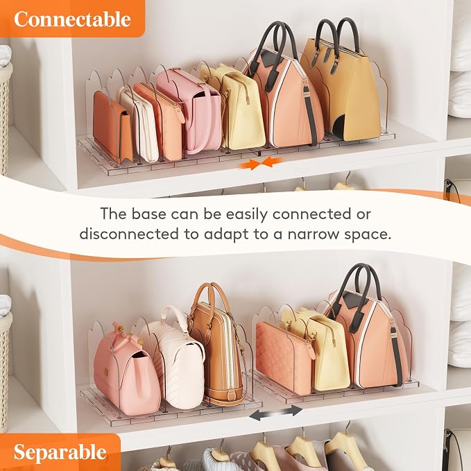 Lifewit Purse Organizer for Closet, Clear Handbags Storage Organizer, Adjustable Clutch Purse Storage Organizer Holder for Closet, 2 Pack Bookshelf Dividers for Sweater in Bedroom 35 x 24 cm/14 × 9.5"