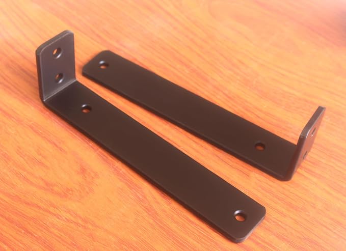 12 Pack - L 8" x H 2" x W1.5, 5mm Thick Black L Shelf Bracket, Iron Shelf Brackets, Metal Shelf Brackets, Floating Shelf, Shelf Supports with Screws