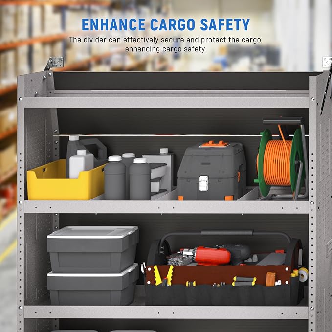 AA Products P-SH-Divider-16A Shelf Divider Shelf Accessories Designed for 16" Depth Van Shelving Storage, Set of 3 - Grey
