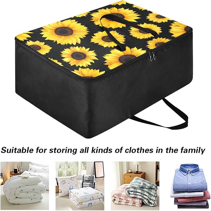 Blueangle Multipurpose Moisture Proof Foldable Sunflower Pattern Storage Bag for Clothes Comforter Quilt Bedspread Pillow Blanket (100L)