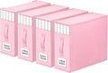 StorageTastic 4 Pack Bed Sheet Closet Organizers and Storage,Sturdy Foldable Storage Containers with Window and Label,Storage and Organization for Bedding Sheets,Duvet Covers,Blankets (Pink)
