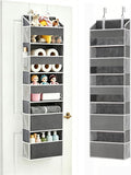 5 Tiers Over The Door Organizer Hanging - EXTRA THICK & 50lbs HUGE CAPACITY, 10 Side Mesh Pockets Over The Door Shoe Organizer, for Closet, Diaper Organizer, Bedroom, Bathroom,Nursery (Grey, 1pc)