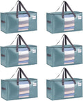 VENO 6 Pack Heavy Duty Moving Bags, Clothes and Comforter Storage Bags with Clear Window, College Dorm Essentials Packing Supplies, Foldable Boxes Alternative (Shiny Light Blue, 6 Pack)