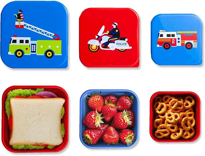 Wildkin Set of 3 Kids Nesting Food Containers for Boys – Stackable, Airtight & BPA-Free Snack Containers, Dishwasher Safe Lunch Box Containers for School & Travel, Ages 3–12 – Heroes