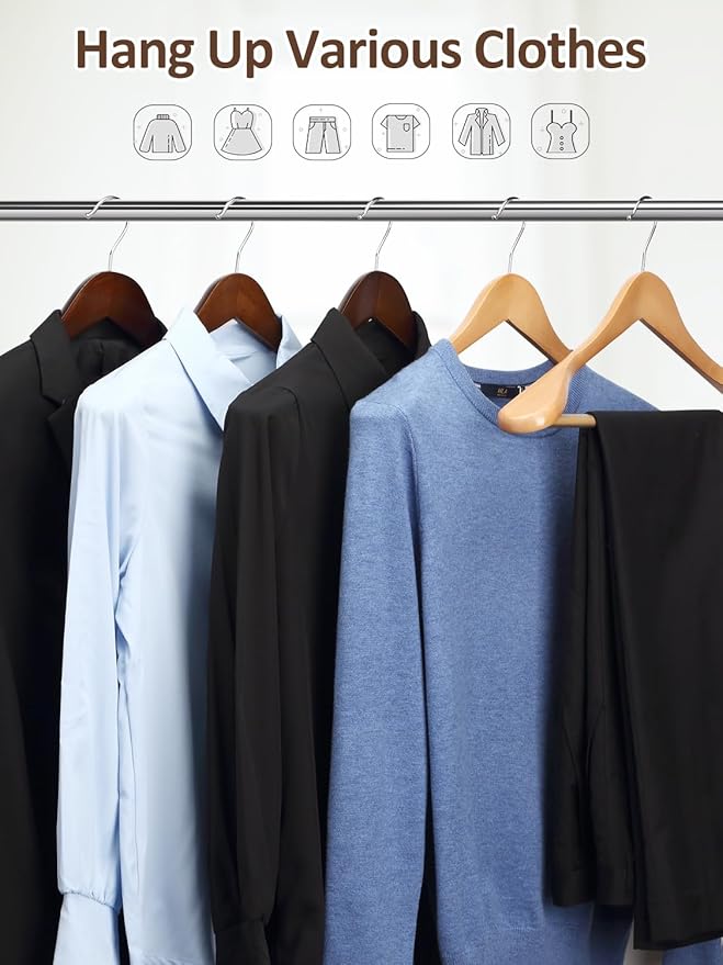 AMKUFO Wide Shoulder Wooden Hangers 8 Pack Coat Hanger with Non Slip Pants Bar, Heavy Duty Suit Hanger Wood Clothes Hangers with Smooth Finish 360° Swivel Hook for Sweater Jackets Shirts Natural
