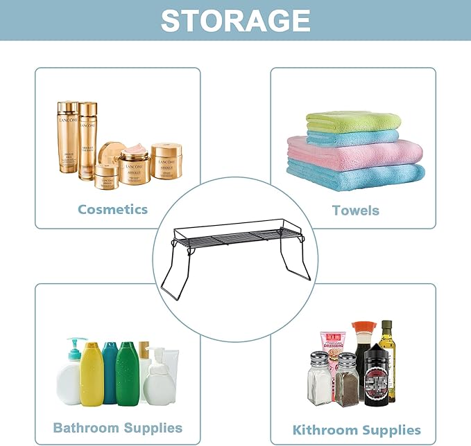 JUNCHU CHERRY Metal The Sink Vanity Organizer 2 Pack, Bathroom or Kitchen Sink Organizer, Feminine Products Organizer (2 Black)