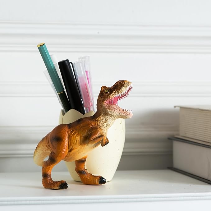 Dinosaur Pen Holder & Pencil Holder for Desk, T-Rex Desk Accessories Jurassic Park Office School Supplies, Dino Toothbrush Holder, Idea Gifts for Adults Kids Women Men