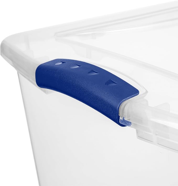 2 Pack, 66 Quart - Large Clear Plastic Storage Bins with Blue Latch, Stackable Container Boxes for Home and Office Organization